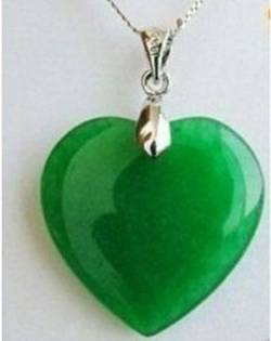 TIANHEY Herzförmiger Silberanhänger/Halskette aus grüner Jade von TIANHEY