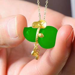 TIANHEY Hetian Jade Kürbis Anhänger Halskette Modeschmuck Chalcedon Amulett Geschenke für Frauen von TIANHEY