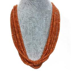 TIANHEY Hübsche orangefarbene Halskette für Frauen, natürliche facettierte Rubin-Jade-Steinperlen, Halsband, 3 x 4 mm, Abacus-Geschenkschmuck von TIANHEY