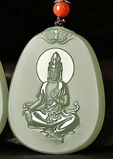 TIANHEY Natürliche A Jade Buddha Guan Yigreen Jade Anhänger Einzigartiges Design Jadeit Jade Halskette Männer Schmuck Frauen Anhänger von TIANHEY
