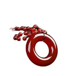 TIANHEY Natürliche rote handgeschnitzte Jade-Anhänger-Anhänger-Schmucksache-Halskette Achat-Mode-Halskette für Männer und Frauen mit Longsweater-Kettenanhänger von TIANHEY