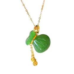 TIANHEY Natürlicher grüner Jade-Halsketten-Anhänger, edler und eleganter Damen-Silberschmuck von TIANHEY