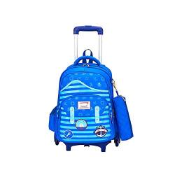 TIANHEY Robuste Reisetasche mit Universal-Trolley, Kindertrolley, Schulranzen für Grundschüler, 6 Räder, Treppensteigrucksack für Jungen, große Reisetasche mit Federmäppchen von TIANHEY