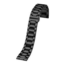Uhrenarmband Edelstahlarmband Armband mit Nadelfedersteg 12mm, 13mm, 14mm, 15mm, 16mm, 17mm, 18mm, 19mm, 20mm, 21mm, 22mm, 23mm, 24mm (20mm Schwarz) von TIANHEY