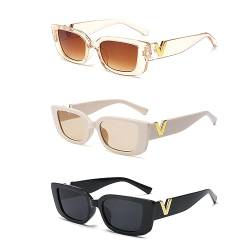 TIANNAIT 3 Stück Quadratische Sonnenbrille, Retro Mode Quadratische Brille, Casual Outdoor UV-Schutz, Unisex Mode Sonnenbrille für Outing, Strandurlaub, Karneval Party. von TIANNAIT