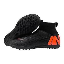 TIANWAIKE Fußball Herren High Top Spike Cleats Outdoor Athletik Trainingsschuhe Fußballschuhe(705G) (schwarz, 39) von TIANWAIKE