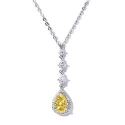Moissanit-Halsketten für Damen, 2,33 Karat, zertifizierte, ausgefallene lebendige SI-Farbe, goldener, kanariengelber Diamant, Moissanit, lange Halskette für Damen, 38,1–45,7 cm, 18 Karat von TIANYU GEMS
