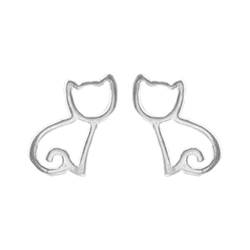 TIAOWU Ohrringe, einzigartige, klassische Ohrstecker, mit Katzen-Silhouette, glänzende Ohrringe für Frauen und Mädchen, hübscher modischer Ohrschmuck, Silber von TIAOWU