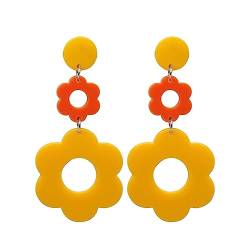 TIAOWU Ohrringe, koreanische niedliche Acryl-Blumen-Ohrstecker für Frauen, trendig, geometrisch, Gänseblümchen-Anhänger, Modeschmuck, Geschenk, Acryl von TIAOWU