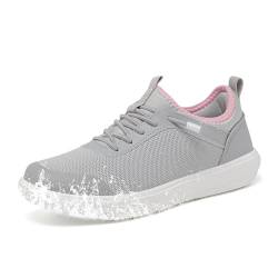 TIAROOTT Damen Sneaker Slip On Walkingschuhe Leichte Laufschuhe Spritzwassergeschützt Outdoor Turnschuhe Gym Bequem Atmungsaktiv Freizeitschuhe Fitness Sporthalle Nurse Schuhe, Grau, Gr.36 von TIAROOTT