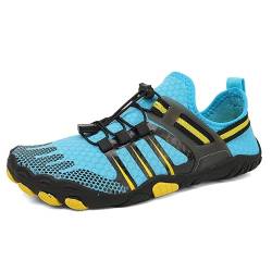 TIAROOTT Traillaufschuhe Herren Damen Wanderschuhe Barfußschuhe Laufschuhe Knit Sneaker Fitnessschuhe Fivefinger Zehenschuhe Unisex,Azurblau,Gr.43 von TIAROOTT