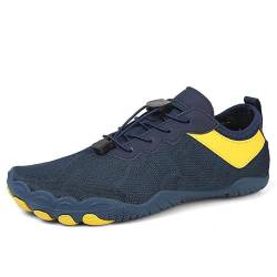 TIAROOTT Traillaufschuhe Herren Damen Wanderschuhe Barfußschuhe Laufschuhe Knit Sneaker Fitnessschuhe Fivefinger Zehenschuhe Unisex,Dunkelblau,Gr.37 von TIAROOTT