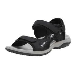 TIAROOTT Wandersandale Damen mit Klettverschluss Zehe Wandern Outdoor Sandalen Rutschfest Sommersport Sandalen Sportliche Ledersandalen für Damen, Schwarz Grau, Gr.40 von TIAROOTT