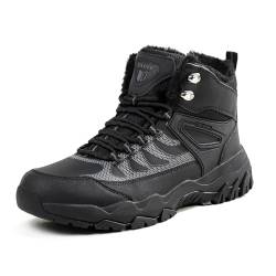 TIAROOTT Wanderschuhe Damen Herren Trekkingschuhe Winter Warm Gefüttert Winterschuhe Knöchelhoch Wanderstiefel Outdoorschuhe, Schwarz, Gr.38 von TIAROOTT