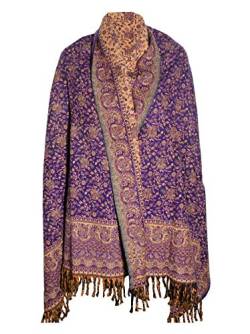 Decke für den Winterschal / Schal, dick, Pasmina, reine Yakwolle, Dekoration für Damen und Herren, übergroß, wendbar, luxuriös, mehrfarbiger Schal, Geschenk, violett, One size von TIBET