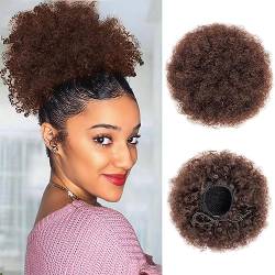 Afro Puff Drawstring Ponytail, Haarteil Mit Gummiband Groß Dutt Haarteil, Brautfrisuren VoluminÖs Gewellter Messy Bun Haarteile (Medium Brown) von TICHEROMU