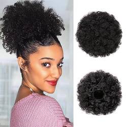 Afro Puff Drawstring Ponytail, Haarteil Mit Gummiband Groß Dutt Haarteil, Brautfrisuren VoluminÖs Gewellter Messy Bun Haarteile (Natural Black) von TICHEROMU