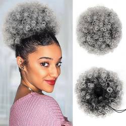 Afro Puff Drawstring Ponytail, Haarteil Mit Gummiband Groß Dutt Haarteil, Brautfrisuren VoluminÖs Gewellter Messy Bun Haarteile (Ombre Gray) von TICHEROMU