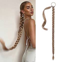 Braid Extensions Ponytail Extension, Zopf Extension mit Haargummi, Haarteil Zopf zum Einflechten Lang Ponytail, Kunsthaar Haarteil Zopf Haarverlängerung für Frauen Zopf Haarteil (3) von TICHEROMU