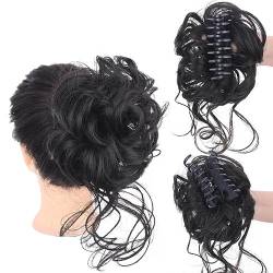 Haarteile Dutt mit Klammer Lockig Haargummi mit Haaren Klammer Clip in Haarknoten Synthetik Haar Scrunchies Haardutt Haarteile für Damen Mädchen (4) von TICHEROMU