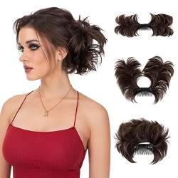 Unordentlicher Dutt Haarteil, Seitenkamm Clip Messy Bun Haarteile kurz natürlich gerade vielseitig einstellbare Stile Einfache Haarteile für Frauen (braun (Farbe)) von TICHEROMU