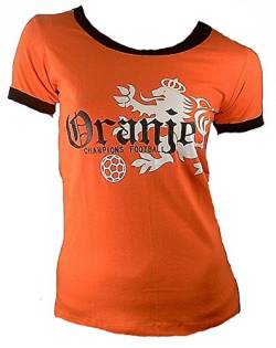 TICILA Damen T-Shirt Miss Oranje Holland Dutch Niederlande Netherlands Champion Football Fussball WM EM Designer Fan Tee Trikot Orange S 32/34 von TICILA