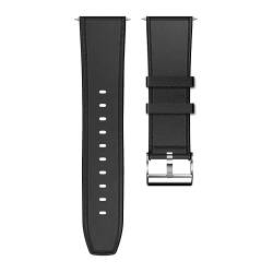 Head layer cowhide Silicon Stainless wtach strap 24mm smartwatch band strap For KOSPET Smartwatch - Black von TICWRIS