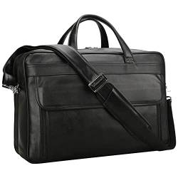 TIDING Aktentasche Herren Laptoptasche 17 Zoll Leder Business-Tasche Schultertasche Große Ledertasche Tote Jahrgang Umhängetasche, Schwarz von TIDING