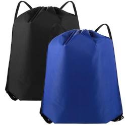 TIESOME 2 x Kordelzug-Rucksack, 210D Polyester, wasserdichte Kordelzugbeutel, Turnbeutel, Sporttasche, String-Rückentasche, Geschenke, Aufbewahrung, Workout-Taschen für Männer und Frauen, Einkaufen im von TIESOME