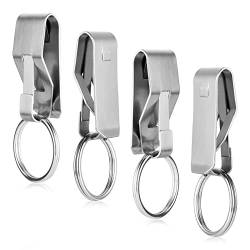 TIESOME 4 Stück Gürtel-Schlüssel-Clip-Schlüsselanhänger, Gürtel-Sicherheits-Metall-Schlüsselhalter für Autoschlüssel-Schlüsselanhänger und Männer Home Office Supplies (Silber) von TIESOME