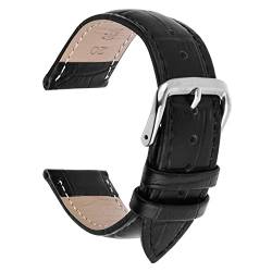 TIESOME Uhrenarmband, Schwarz Vintage Leder uhrenarmbänder mit Edelstahl Schnalle Ersatzarmband Quick Release Ersatzarmbänder für Herren Damen 20MM von TIESOME