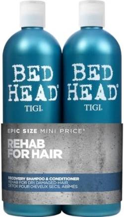 Bed Head by TIGI | Recovery Shampoo und Conditioner Set | Professionelle Haarpflege, bestehend aus Feuchtigkeitsshampoo und Conditioner | Für trockenes und strapaziertes Haar | 2 x 750 ml von TIGI Bed Head