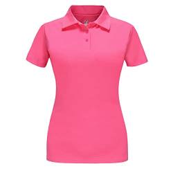 Damen Poloshirts Kurzarm Kragen Golf Shirt UPF 50+ Sonnenschutz Freizeitarbeit Schnell Trocknen Golf Shirt, P18202-pink, 3X-Groß von TIHEEN