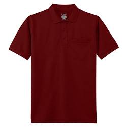 TIHEEN Big & Tall Herren Golf-Poloshirt mit Tasche, feuchtigkeitsableitend, kurzärmelig, 12138-Weinrot-4XL, 4X-Groß von TIHEEN