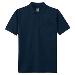 TIHEEN Herren Big & Tall Golf-Poloshirt mit Tasche, kurzärmelig, Marineblau, 4X-Groß von TIHEEN