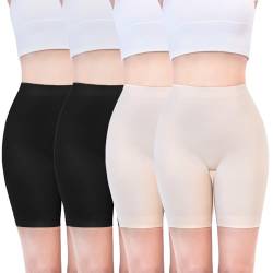 TIICHOO Radlerhose Damen Kurze Unter Kleid Anti Scheuer Sommer Leggings Kurz Mehrpack 4 (XXL, 2 Schwarz/2 Beige) von TIICHOO