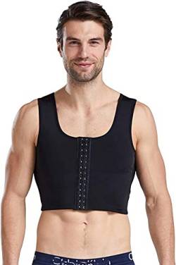 TIIFFY 3-reihige Korsettweste Fitness for Männer Herrenkorsett Slim Shapewear Maßgeschneidert Leicht 3 Reihen Verschlussweste Schlank Tank Top Brust Binder Flach Athletisch (Color : Black, Size : XL) von TIIFFY