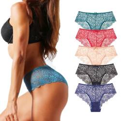 TIIRHSIIFR Damen schicke heiße Spitze Hipster Höschen, sexy und verführerisch Dessous. 5 Stück Set. (DE/NL/SE/PL, Alphanumerisch, M, Regular, Regular, 5-Farbe) von TIIRHSIIFR