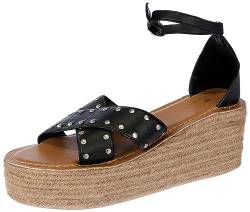 TILDEN Damen Keilabsatz Wedge Sandal, Schwarz, 37 EU von TILDEN