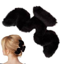 Fuzzy Claw Clip - Plüsch-Klauenklammern in Wellenform | Große Klammerklammer, Haarschmuck für dickes langes Haar, große Haarspange für Frauen und Mädchen für den täglichen Gebrauch Tileze von TILEZE