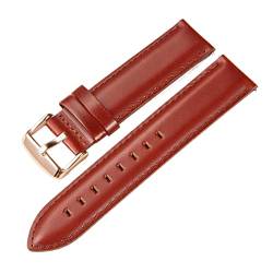 TILEZE Ölgegerbte Lederriemen 22 mm 20 mm 18 mm Uhrenarmband Schnellverschluss-Uhrenarmband for Männer und Frauen, Ersatzarmbänder, passend for DW (Color : Red brown-Rosegold, Size : 20mm) von TILEZE