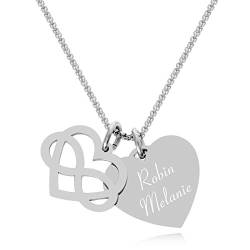 TIMANDO Damen Herz Unendlichkeitszeichen Kette mit Gravur Namenskette Personalisierte Halskette mit Namen Geschenk für Freundin von TIMANDO