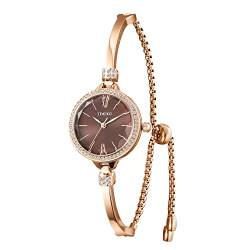 TIME100 Damen-Armbanduhr Analoges Quarz Elegant Mode mit rundem Zifferblatt Armband mit Diamanten Wasserdicht von TIME100