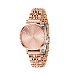 TIME100 Damenhur Elegant Quarzwerk Rosegold Zifferblatt Kristalle Ziffer Edelstahl Gehäuse Armband Wasserdicht (Rosegold) von TIME100