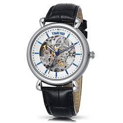 TIME100 Muttertag Damenuhr mechenische Skelett Uhr Automatik Leder Schwarz Cyber Monday Woch von TIME100
