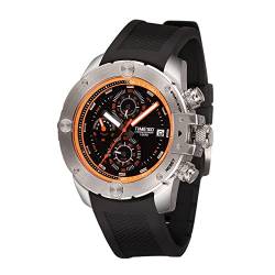 TIME100 Quarz Armbanduhr Herren Taucheruhr Multifunktion-Sportuhr Chronographuhr Silikon Orange+Silber von TIME100