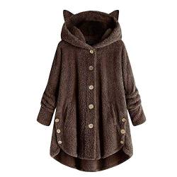 Fleecejacke Damen mit Kapuze Mode Boho Lässig Jacke Frauen Winter Warm Plüschmantel Vintage Blumendruck Oversize Mäntel Winterjacke mit Kapuze Teddyplüsch Wintermantel Hoodie Kapuzenjacke Damenjacke von TIMELYE