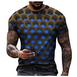 Herren 3D Druck T-Shirt, Unisex Sommer Mode Beiläufige Grafik Rundhals Kurzarm Shirt Wabe Persönlichkeit gedruckt Kurzarm Tops Lustig Kurzen Ärmeln Oberteil Weich Bequem Top Bluse Streetwear von TIMELYE