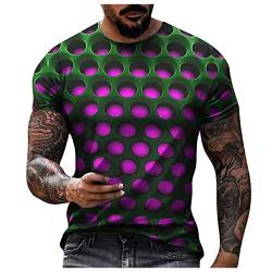 Herren 3D Druck T-Shirt, Unisex Sommer Mode Beiläufige Grafik Rundhals Kurzarm Shirt Wabe Persönlichkeit gedruckt Kurzarm Tops Lustig Kurzen Ärmeln Oberteil Weich Bequem Top Bluse Streetwear von TIMELYE