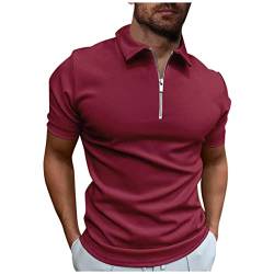 Herren Poloshirt Kurzarm mit Zipper, Polohemd Kurzarm T-Shirt Sommer Slim Fit Golf Sports Casual Sport Shirt Outdoor Atmungsaktives T-Shirts Business Kurzarm Golf Tennis Freizeit Sport Tshirts von TIMELYE